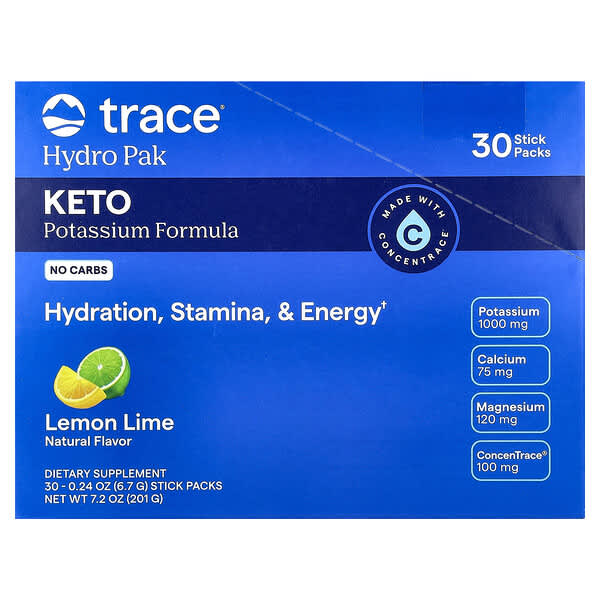 Trace Hydro Pak Keto, Lemon Lime, 30 Stick Packs, 0.24 oz (6.7 g) Each