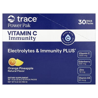 Trace, Power Pak, Vitamin C Immune Help, Orange Pineapple, 30 Bars, 0.22 oz (6.2 g) Each