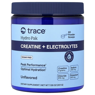 Trace, Hydro Pak, Creatine + Electrolytes, Unflavoured, 7.09 oz (201 g)