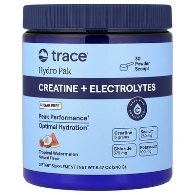 Trace, Hydro Pak, Creatine + Electrolytes, Sugar-Free, Tropical Watermelon Flavor, 8.47 oz (240 g)