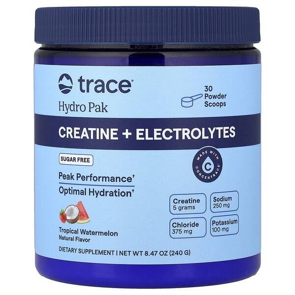 Trace, Hydro Pak, 크레아틴 + 전해질, 트로피컬 수박 맛, 240g(8.47oz)