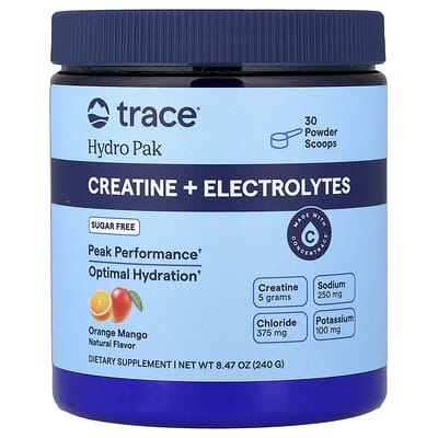Trace, Hydro Pak, Creatine + Electrolyte Formula, Orange Mango Flavor, 8.47 oz (240 g)