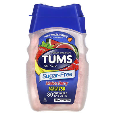 Tums, Extra Strength Antacids, Melon Berry Flavor, 750 mg, 80 Chewable Tablets