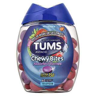 Tums, Antacid, 츄이 바이츠, 모듬 베리 맛, 750mg, 츄어블 60정