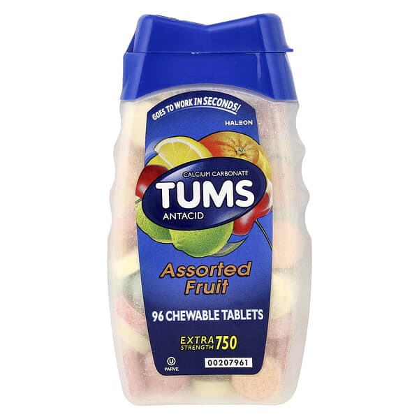 Tums, Antacid, 과일 혼합, 츄어블 정제 96정(1정당 750mg)