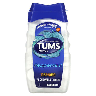 Tums, Extra Strength Antacids, Mint Flavor, 1000 mg, 72 Chewable Tablets