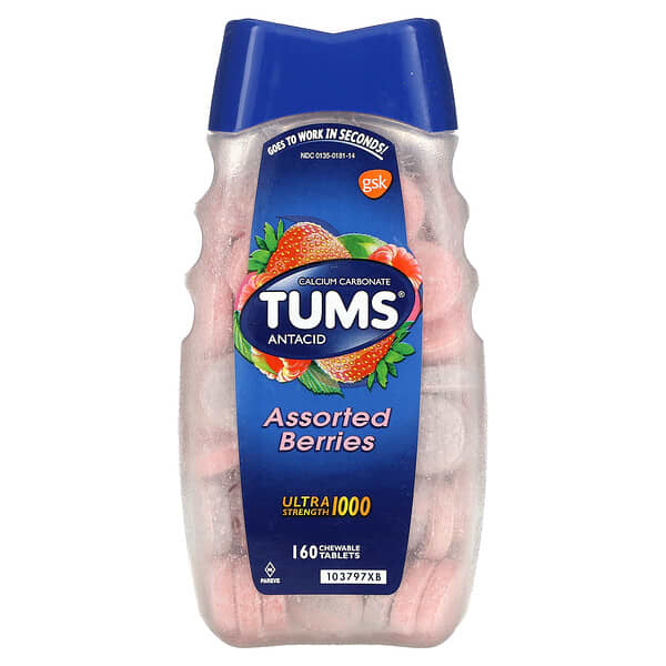 Tums Ultra Strength Antacid, Assorted Berries, 1,000 mg, 160 Chewable Tablets