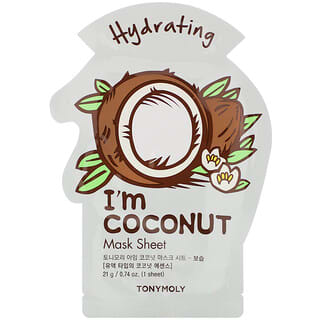 Tony Moly, I'm Coconut, Folha de Máscara Hidratante, 1 Folha, 21 g (0,74 oz)