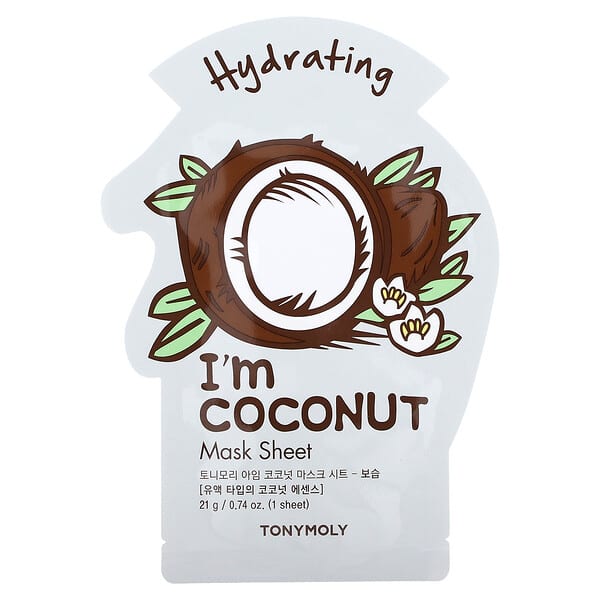 Tony Moly, I'm Coconut, Mascarilla de belleza hidratante en lámina, 1 lámina, 21 g (0,74 oz)