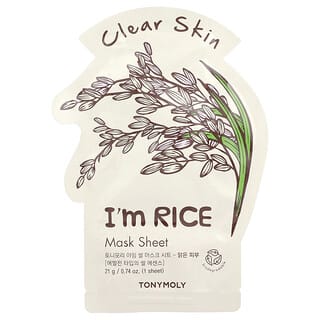 TonyMoly, I'm Rice, тканевая маска для чистой кожи, 1 шт., 21 г (0,74 унции)