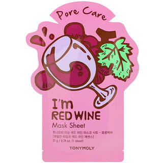 Tony Moly, I'm Red Wine، قناع ورقي تجميلي للعناية بالمسام، قناع ورقي واحد، 0.74 أونصة (21 جم)