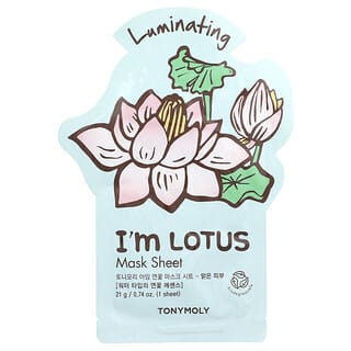 TonyMoly, I'm Lotus, Lembaran Masker Kecantikan Luminating, 1 Lembar, 21 g (0,74 ons)