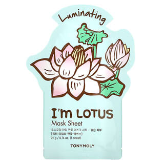 Tony Moly, I'm Lotus, Mascarilla de belleza iluminadora en lámina, 1 lámina, 21 g (0,74 oz)