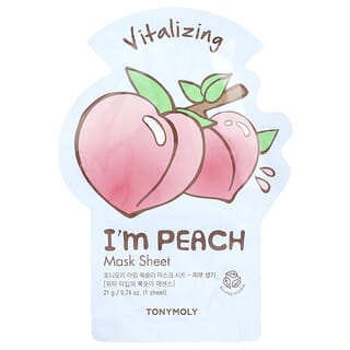 TonyMoly, I'm Peach, Feuille de masque de beauté revitalisant, 1 feuille, 21 g