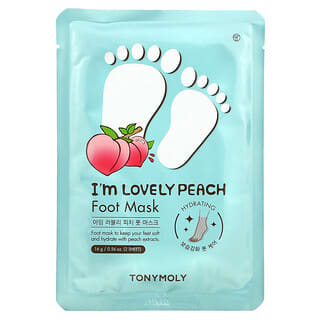 Tony Moly, I'm Lovely Peach، قناع الأقدام، قناعين ورقيين، 0.56 أونصة (16 جم)
