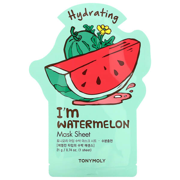 Tony Moly, I'm Watermelon, Mascarilla de belleza hidratante en lámina, 1 lámina, 21 g (0,74 oz)