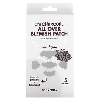 Tony Moly, I'm Charcoal, Patch anti-imperfections, purifiant, 5 patchs