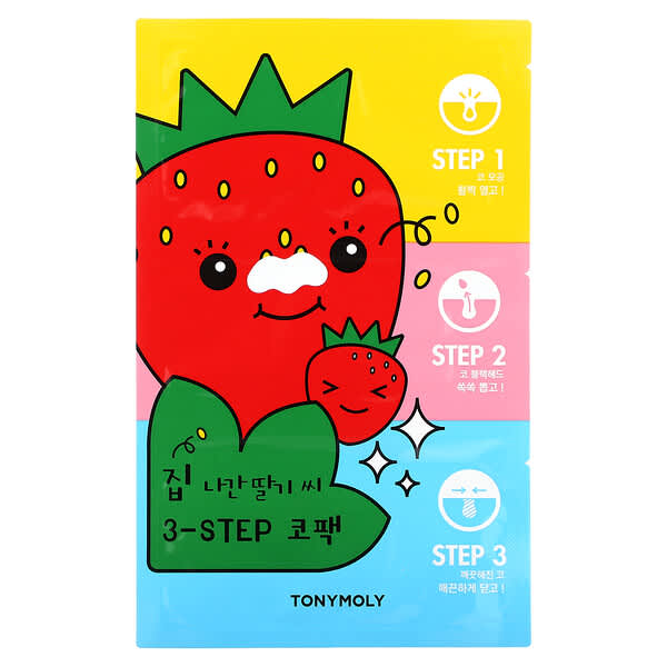 Tony Moly (توني مولي)‏, بذور الفراولة الجامحة ، مجموعة الأنف المكونة من 3 خطوات ، مجموعة واحدة