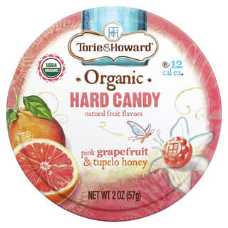 Torie & Howard, Orgánicos, Caramelos duros, Pomelo rosado y miel de Tupelo, 2 oz (57 g)