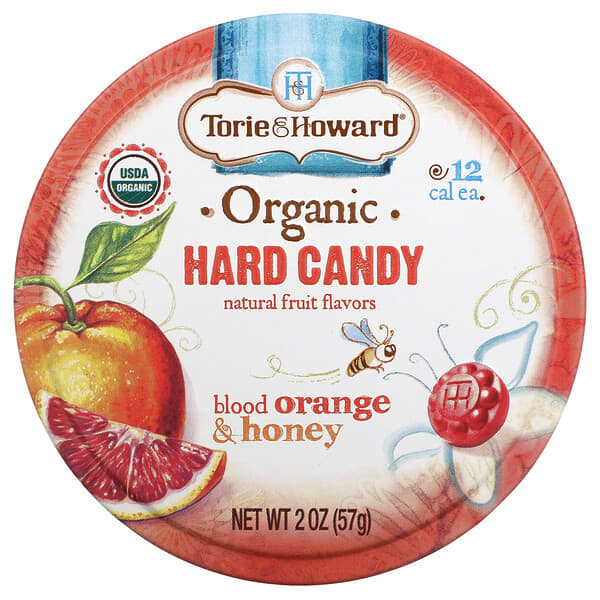 توري أند هاورد‏, حلوى صلبة عضوية، برتقال أحمر وعسل، 2 أونصة (57 جم)