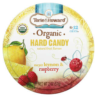 Torie & Howard, Orgánico, Caramelo duro, Limón Meyer y frambuesa, 2 oz (57 g)