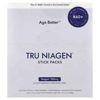 Tru Niagen, Increases NAD+，烟酰胺核苷，原味，30 包，每包 0.14 盎司（4 克）
