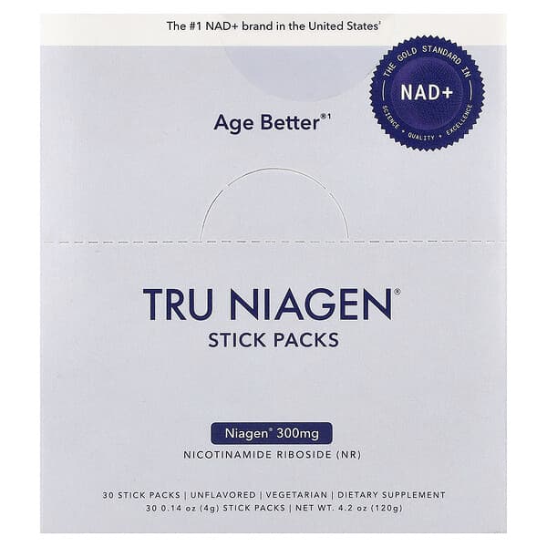 NAD+, Nicotinamide Riboside, Unflavored, 30 Stick Packs, 0.14 oz (4 g) Each