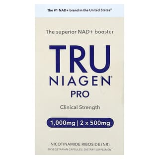 Tru Niagen, Chlorure de nicotinamide riboside Pro, 60 capsules végétariennes (500 mg pièce)