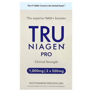 Tru Niagen, Pro, Ribósido de nicotinamida, 60 cápsulas vegetales (500 mg por cápsula)