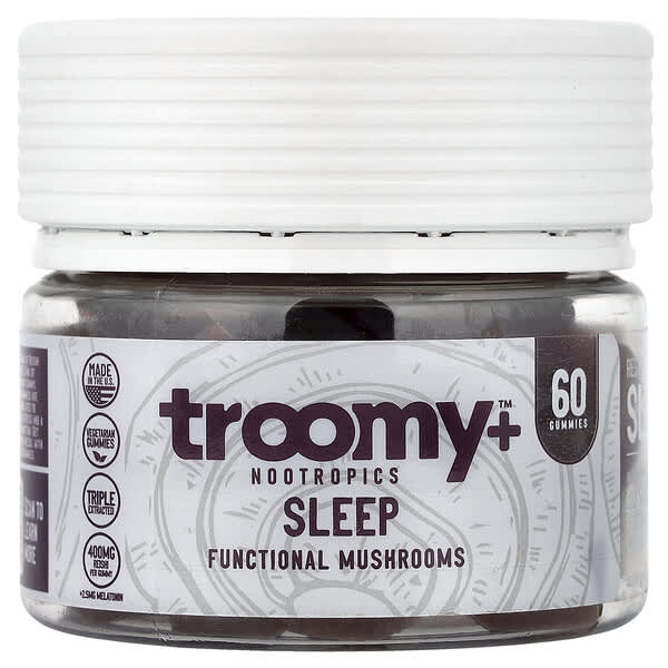 Troomy Nootropics Sleep, Functional Mushrooms Gummies, Black Raspberry, 60 Gummies