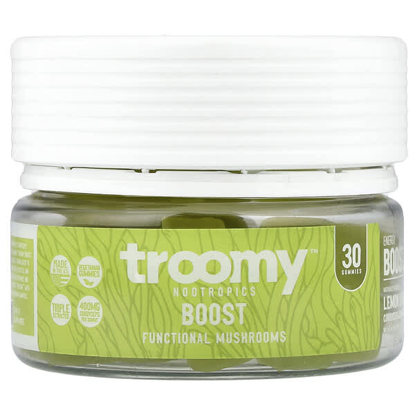Troomy Nootropics Boost, Functional Mushrooms Gummies, Lemon Lime, 30 Gummies
