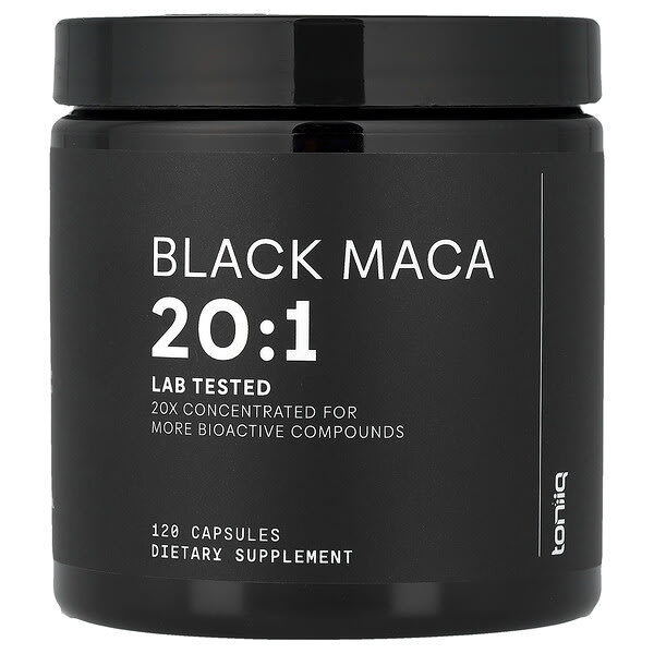 Black Maca 20:1, 120 Capsules (666 mg per Capsule)