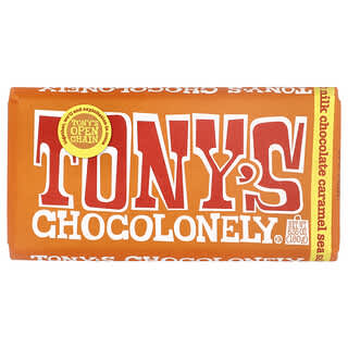 Tony's Chocolonely, Milk Chocolate Bar, Milchschokoladenriegel, Karamell und Meersalz, 180 g (6,35 oz.)