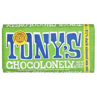 Tony's Chocolonely, Dark Chocolate Bar, Almonds Sea Salt, 6.35 oz (180 g)