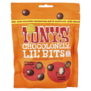 Tony's Chocolonely, Lil' Bits, Milk Chocolate Covered Bits, Caramel Sea Salt & Cookie Mix, 4 oz (113 g)