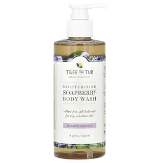 Tree To Tub, Sabun Mandi Cair Lerak yang Melembapkan, Bebas Sulfat, pH Seimbang untuk Kulit Kering dan Sensitif, Lavender, 250 ml (8,5 ons cairan)