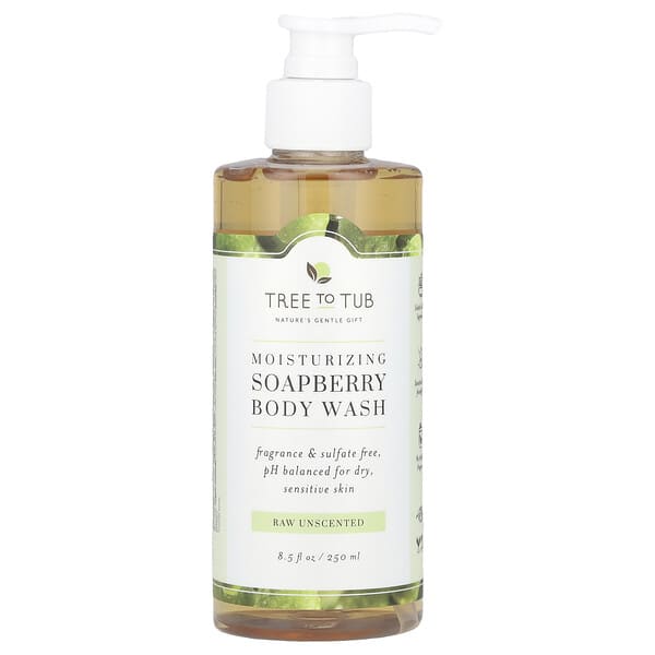 Tree To Tub, Moisturizing Soapberry Body Wash, feuchtigkeitsspendendes Seifenbaum-Duschgel, roh, duftneutral, 250 ml (8,5 fl. oz.)