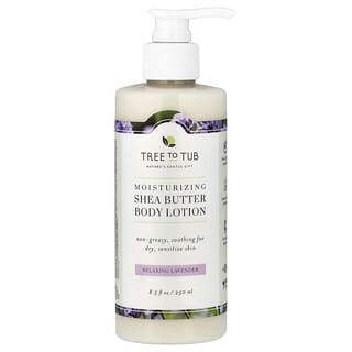 Tree To Tub, Ενυδατική λοσιόν σώματος με βούτυρο καριτέ, μη λιπαρή, ενυδατική για ξηρό, ευαίσθητο δέρμα, λεβάντα, 250 ml