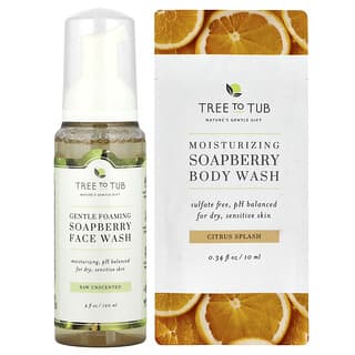 Tree To Tub, Soapberry Gentle Foaming Face Wash Cleanser, For Dry, Sensitive Skin, Raw Unscented, 4 fl oz (120 ml)