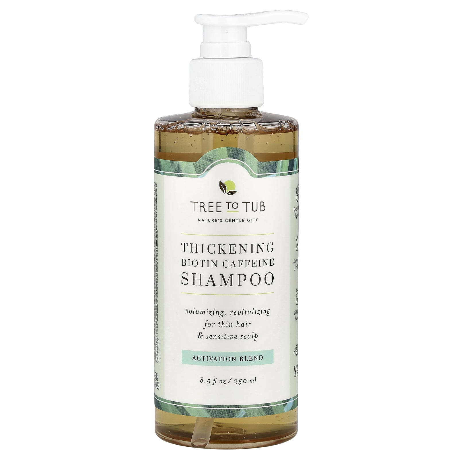 Tree To Tub, Густой шампунь с биотином и кофеином, смесь для активации, 250 мл (8,5 жидк. Унции)