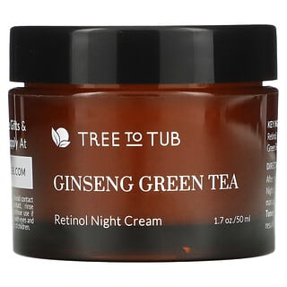Tree To Tub, 視黃醇逆齡和抗皺紋夜間保溼霜，透明質酸面霜，適用於乾性敏感肌膚，1.7 液量盎司（50 毫升）