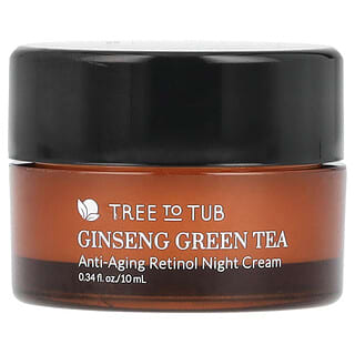 Tree To Tub, Teh Hijau Ginseng, Krim Malam Retinol Antipenuaan, 10 ml (0,34 ons cairan)