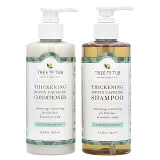 Tree To Tub, Kit épaississant de shampooing et d'après-shampooing à la biotine et à la caféine, Kit de 2 produits, 250 ml chacun