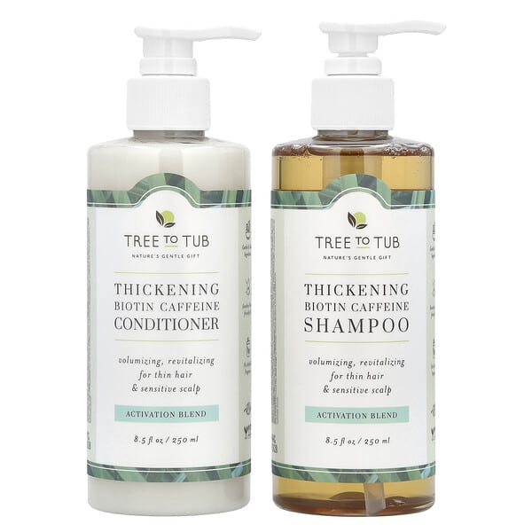 Tree To Tub, Thickening Biotin Caffeine Shampoo & Conditioner Set, 2 Piece Set, 8.5 fl oz (250 ml) E