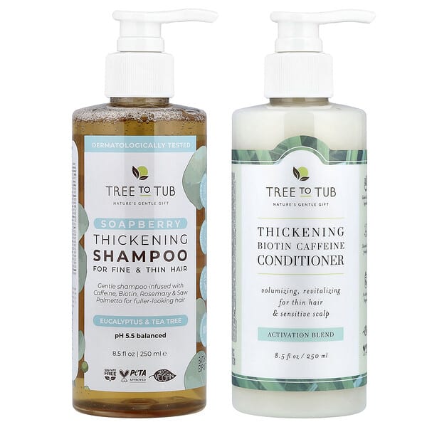 Tree To Tub, 모발 강화 샴푸 및 컨디셔너 세트, 솝베리, 2개 세트, 각 250ml(8.5fl oz)