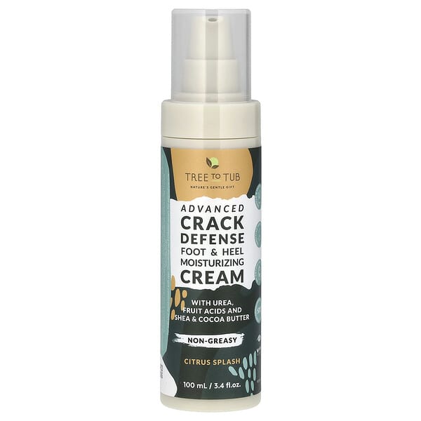 Tree To Tub, 고급 갈라짐 방지, 발 뒤꿈치, 보습 크림, 시트러스 스플래시, 100ml(3.4fl oz)