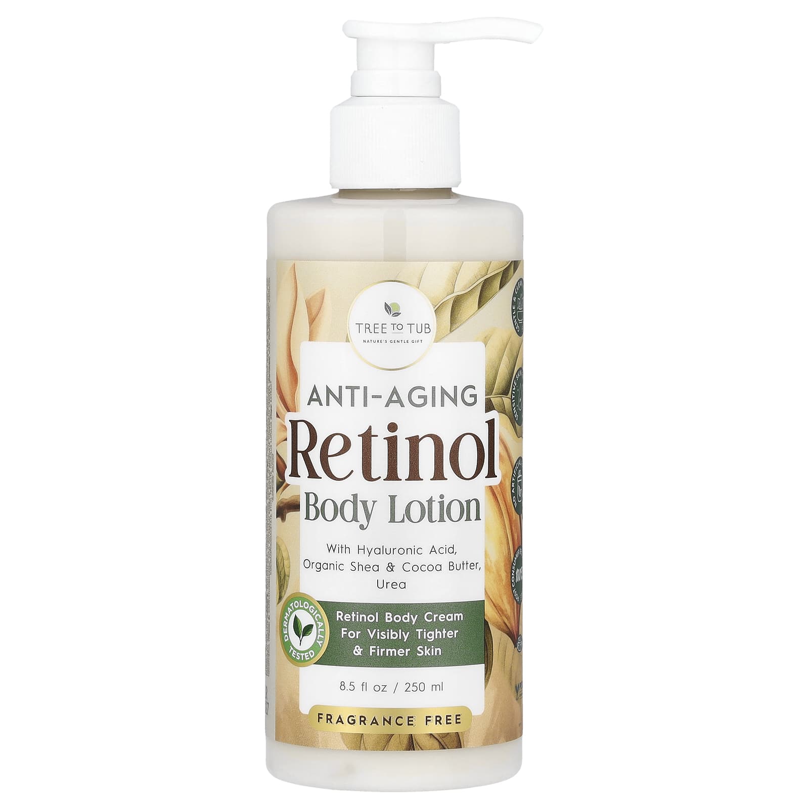 Tree To Tub シアバター ボディローション 250ml ×４本 Anti-Aging Retinol Body Lotion、無香料、250ml（8.5液量オンス）