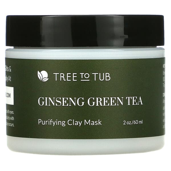 Tree To Tub, Activated Charcoal Pore Cleansing Bentonite Clay Face Mask, Green Tea, Vitamin C, for Sensitive Skin, 2 fl oz (60 ml)