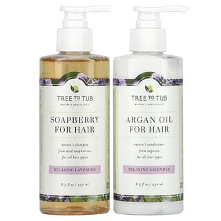 Tree To Tub, Soapberry Hair Care Set, Seifenbaum-Haarpflegeset, für alle Haartypen, Relaxing Lavender (Entspannender Lavendel), 2-teiliges Set, je 250 ml (8,5 fl. oz.)