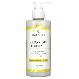 Tree To Tub, Acondicionador de aceite de argán para el cabello, Para todo tipo de cabello, Limón y árbol del té de Sicilia`` 250 ml (8,5 oz. Líq.)